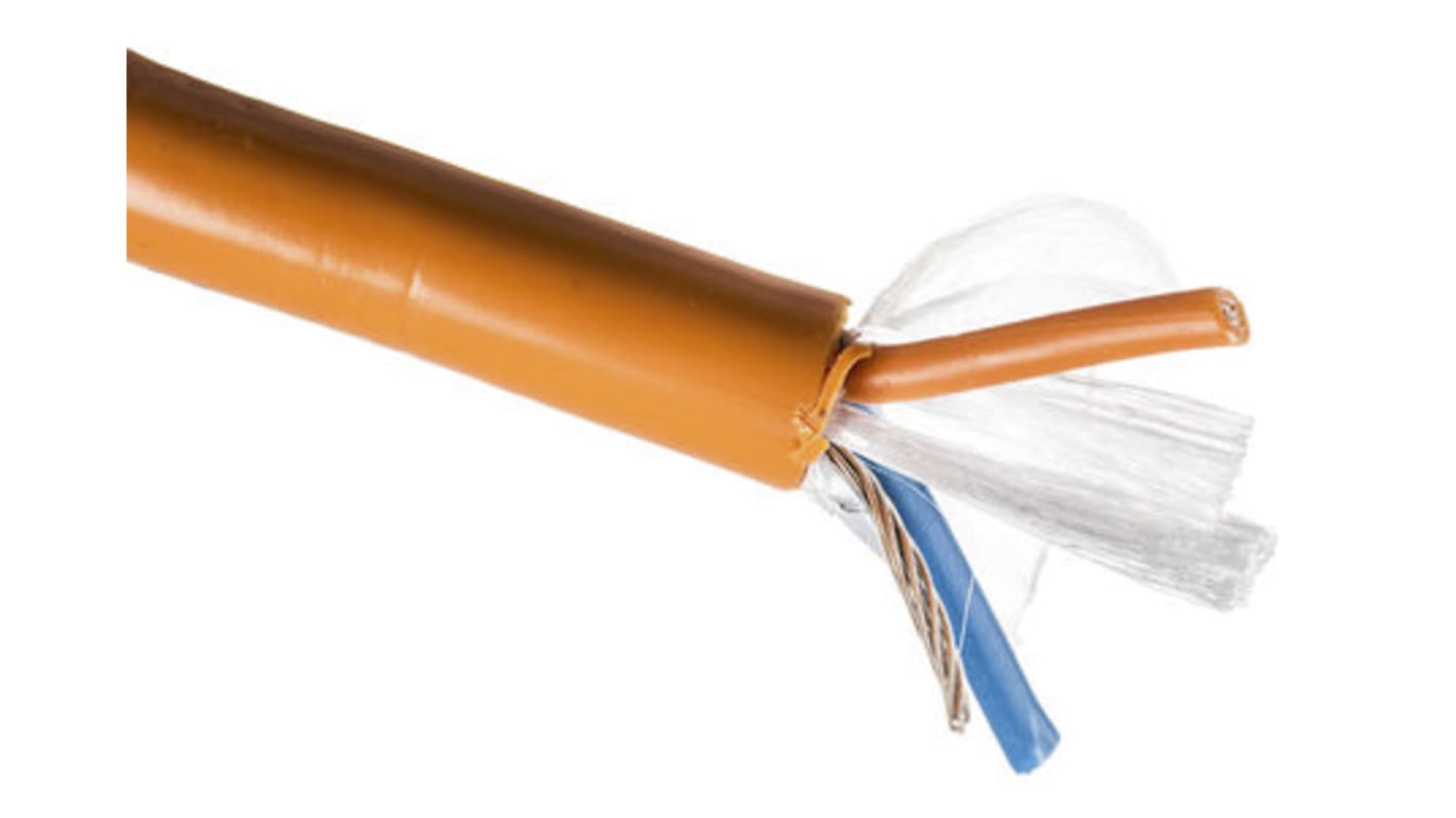 Alpha Wire Multipair Data Cable, 0.9 mm², 2 Cores, 18 AWG, Screened, 305m, Orange Sheath