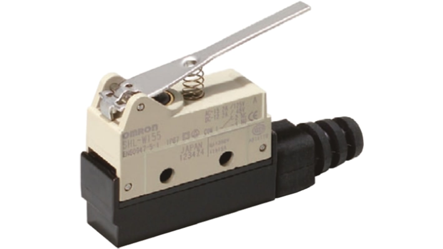 Omron Roller Lever Limit Switch, NO/NC, IP67, SPDT, 480V ac Max, ac 2 A, dc 200mA Max