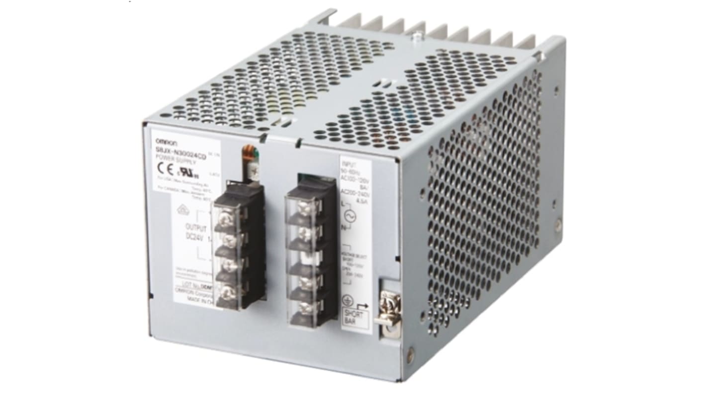 Omron S8JX-G Switch Mode DIN Rail Power Supply, 230V ac, 24V dc, 650mA Output, 15W