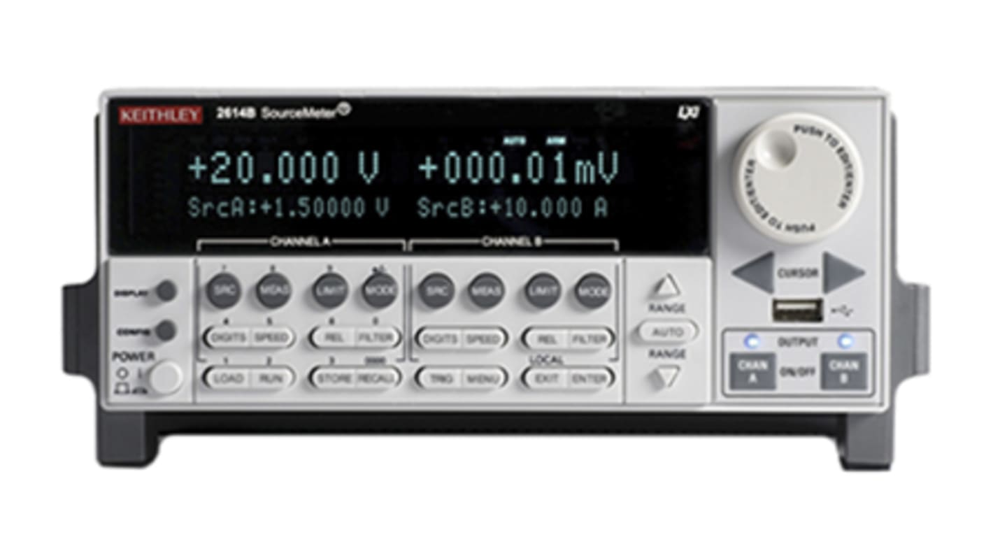 Medidor de fuente Keithley 2614B, 2 canales, ±200 mV → ±200 V, ±100 nA → ±10 A, 500 nΩ → 100