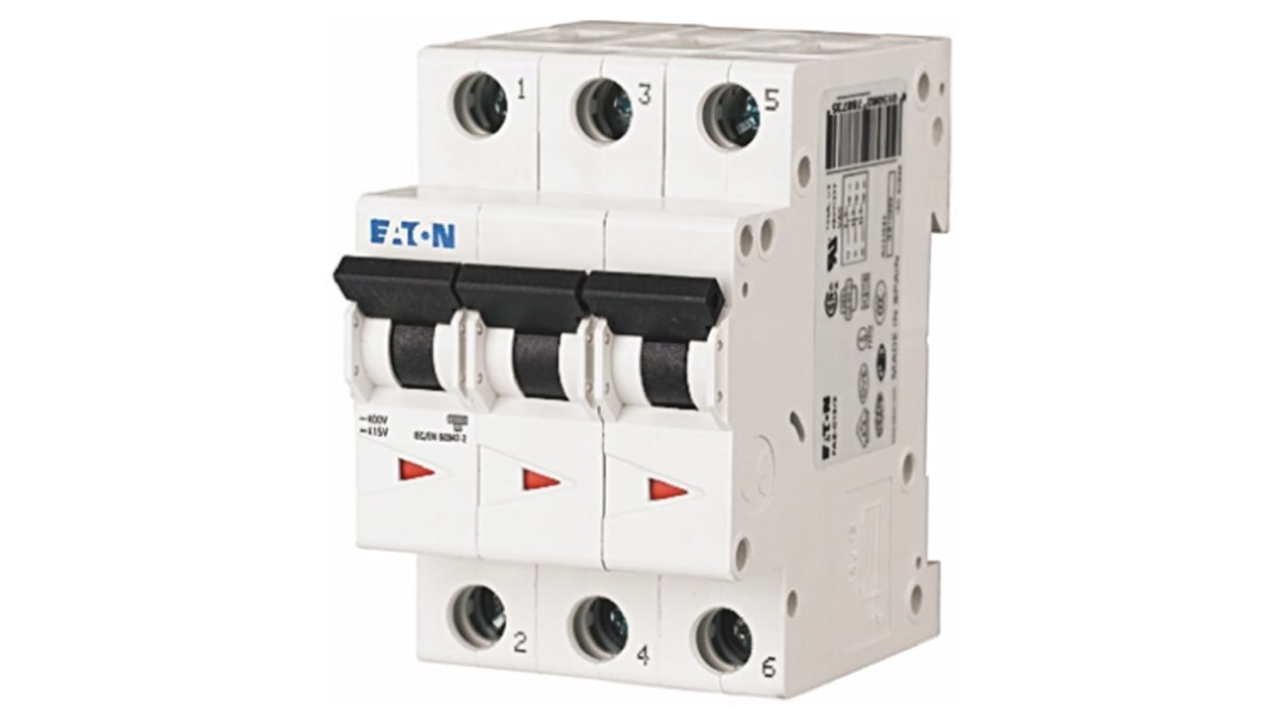 Eaton xEffect MCB, 3P, 40A Curve C, 230 → 400V AC, 6 kA Breaking Capacity