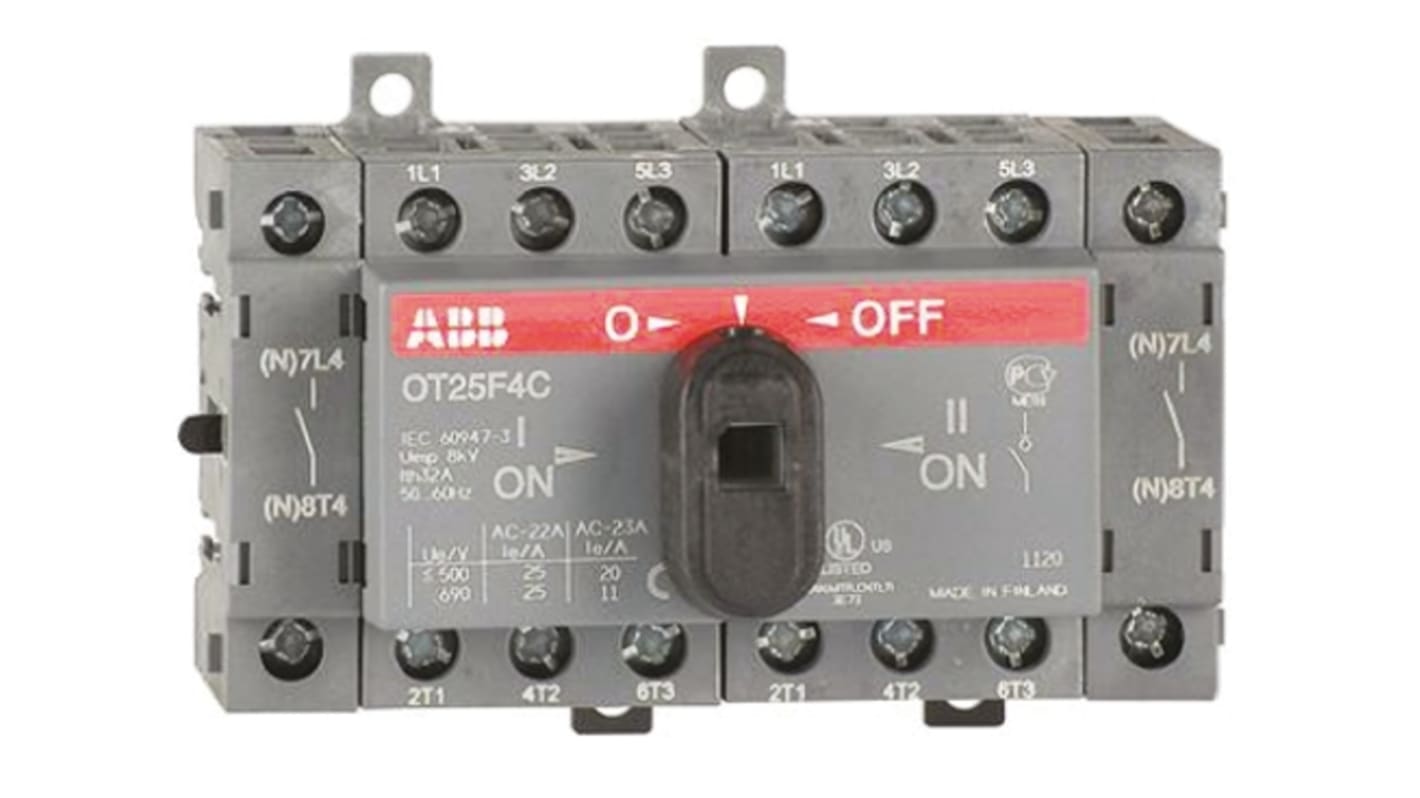 ABB 4P Pole DIN Rail Isolator Switch - 25A Maximum Current