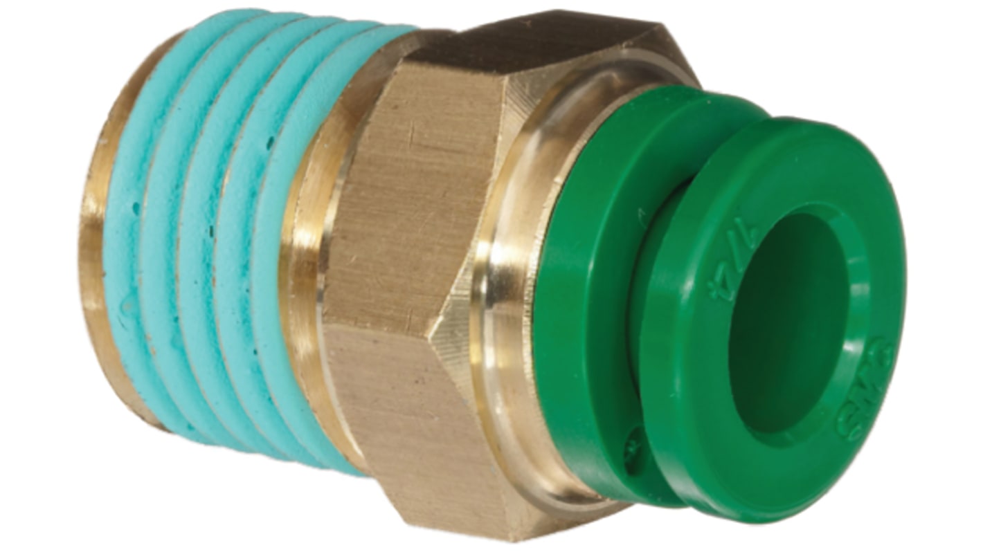 Adaptateur droit fileté SMC KR vers Enfichable, 12 mm R 1/4 Mâle