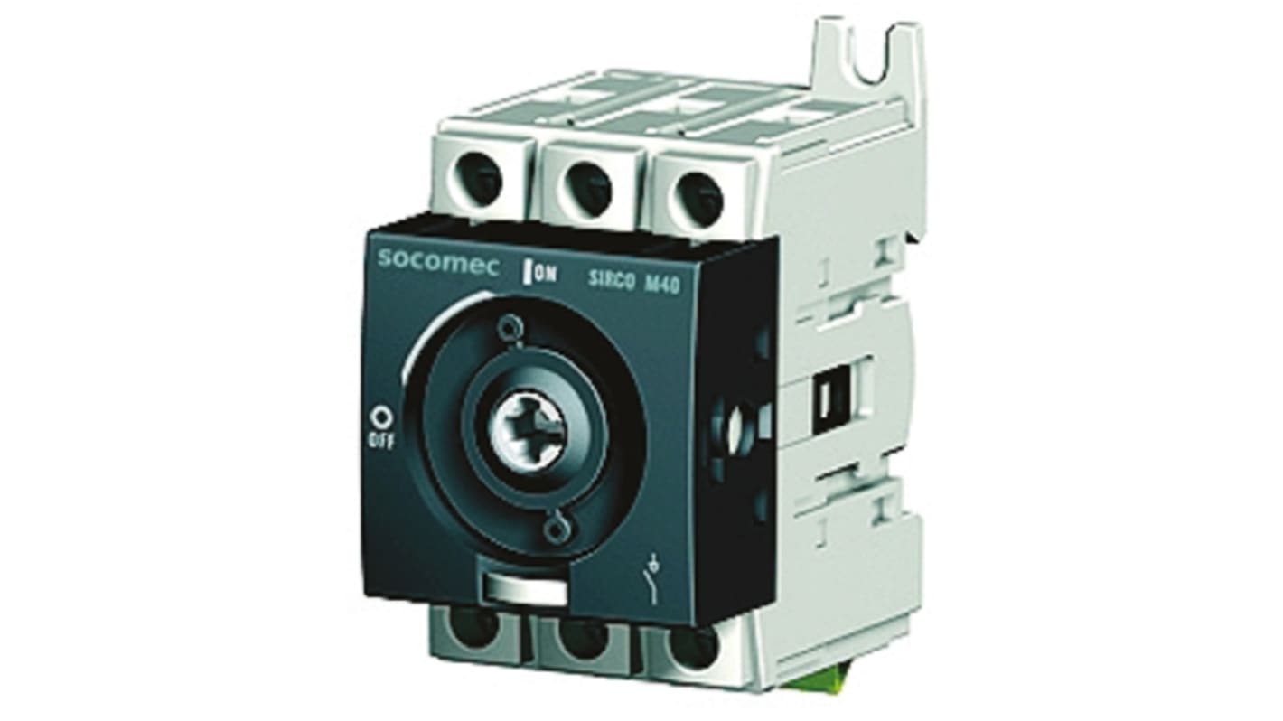 Socomec 3P Pole Isolator Switch - 125A Maximum Current, 55kW Power Rating, IP20