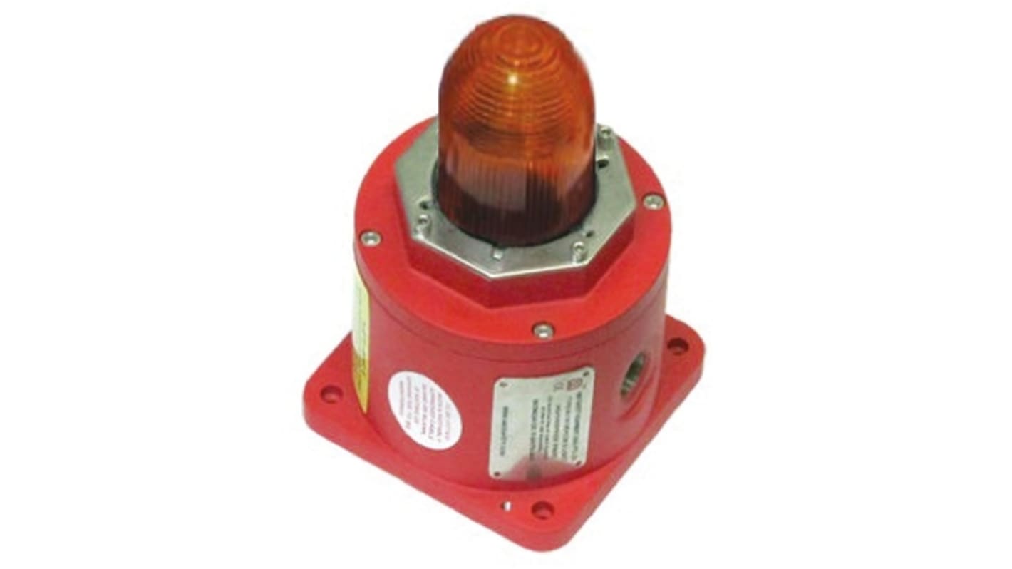 Moflash BC 125 Series Amber Flashing Beacon, 100 → 240 V ac, Base Mount, Xenon Bulb