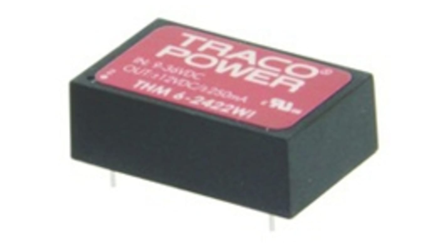 TRACOPOWER THM 6WI DC-DC Converter, 24V dc/ 250mA Output, 18 → 75 V dc Input, 6W, Through Hole, +88°C Max Temp