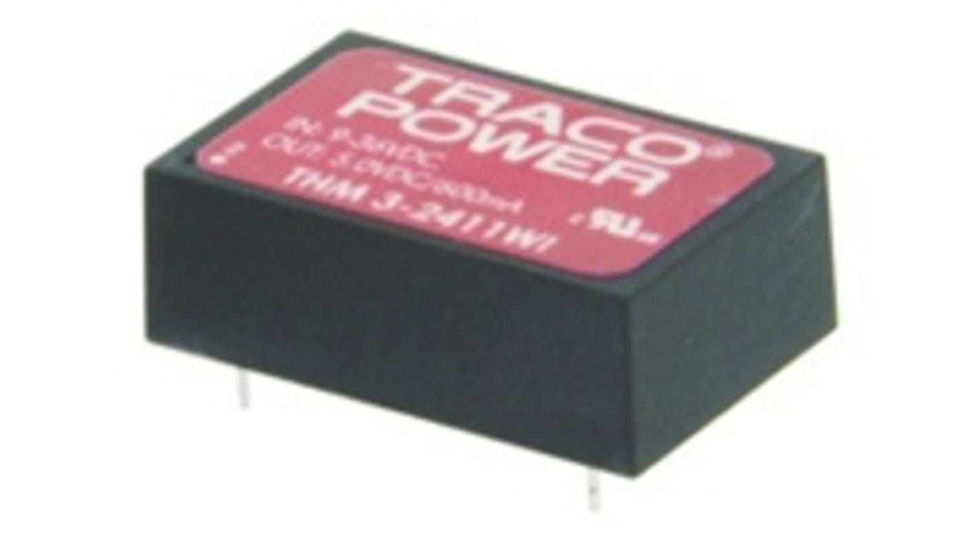 TRACOPOWER THM 3WI DC-DC Converter, 5V dc/ 600mA Output, 4.5 → 9 V dc Input, 3W, Through Hole, +94°C Max Temp