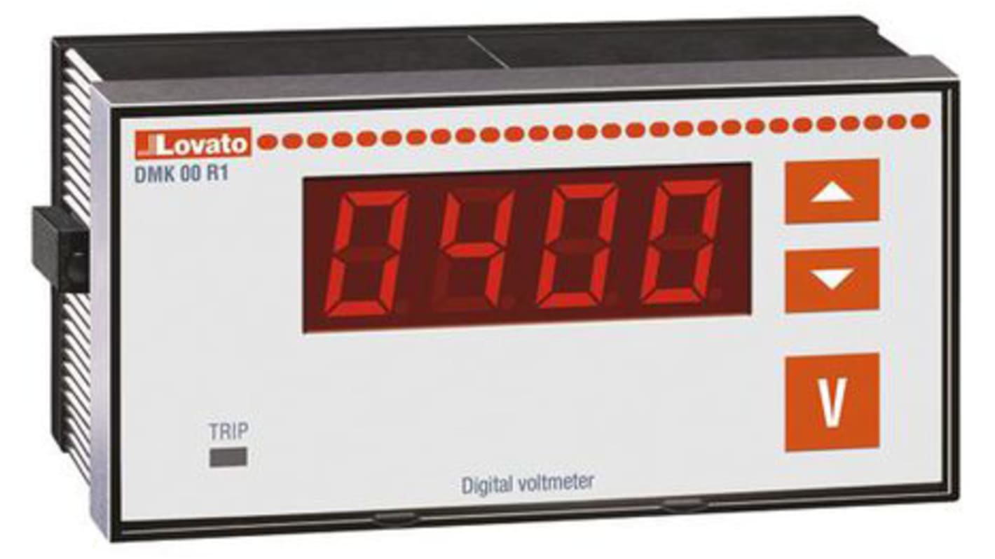 Voltímetro digital AC Lovato, con display LED, 4 dígitos, precisión ±0,25%, dim. 92mm x 45mm