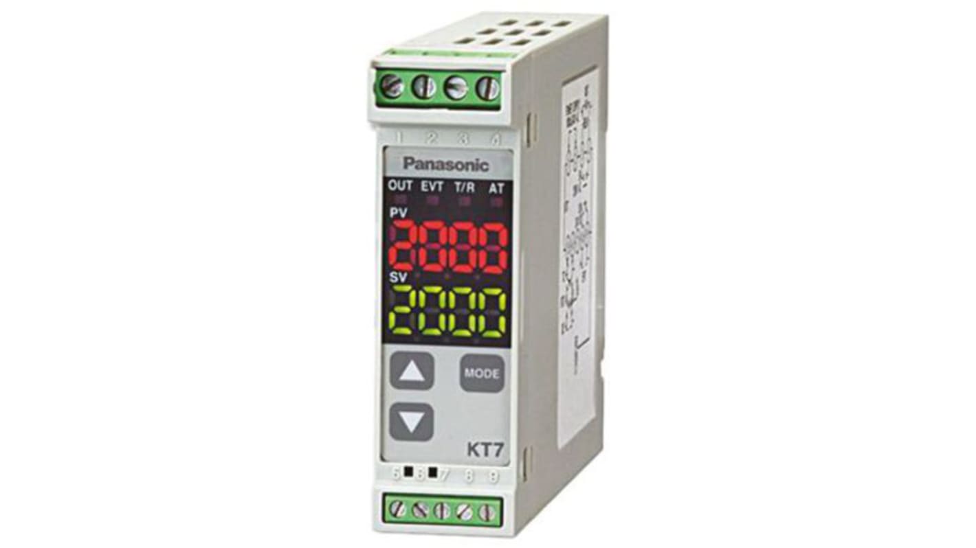 Panasonic KT7 PID Temperature Controller, 22.5 x 75mm, 1 Output Relay, 100 → 240 V ac Supply Voltage