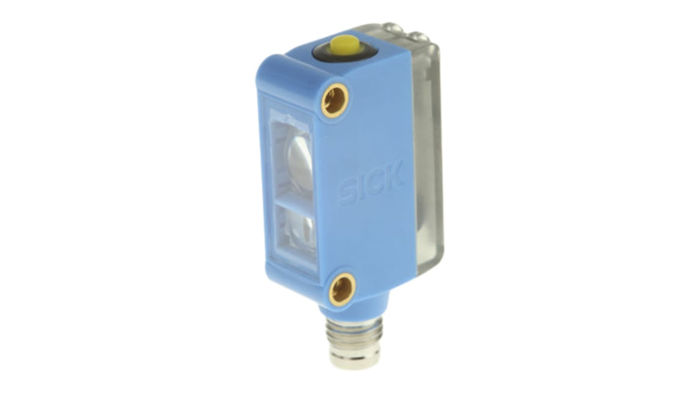 Sensor de contraste Sick serie KTM, alcance 12,5 mm, LED Azul, Verde, Rojo, 12 → 24 V dc, salida NPN, IP67