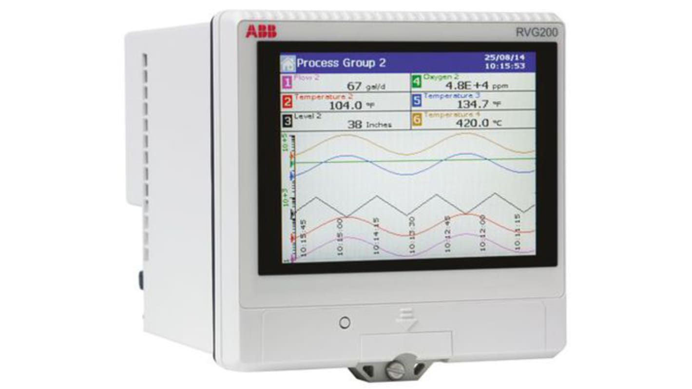 ABB, RVG200, Kurveskriver, Type: Papirfri, Input: 6, Parametre: Strøm, millivolt, modstand, temperatur, spænding