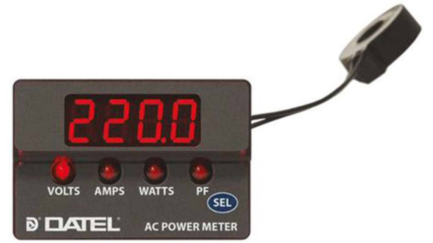 Medidor de energía Murata Power Solutions serie ACM20, display LED, con 4 dígitos, precisión ±1%, 1 fase, dim. 36.22mm