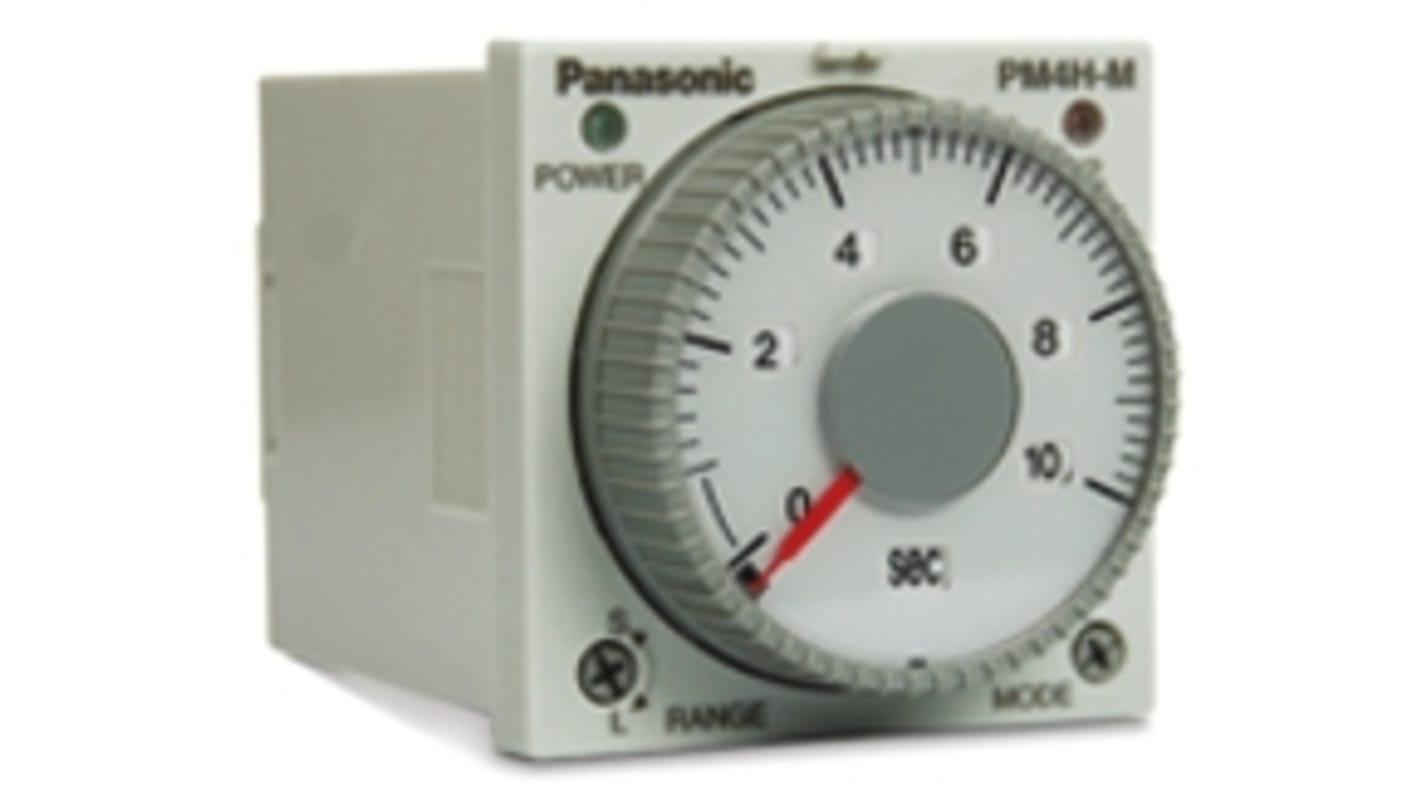 Timer Relay Panasonic, intervallo 1 s → 500h, 2 poli, DPDT, A pannello