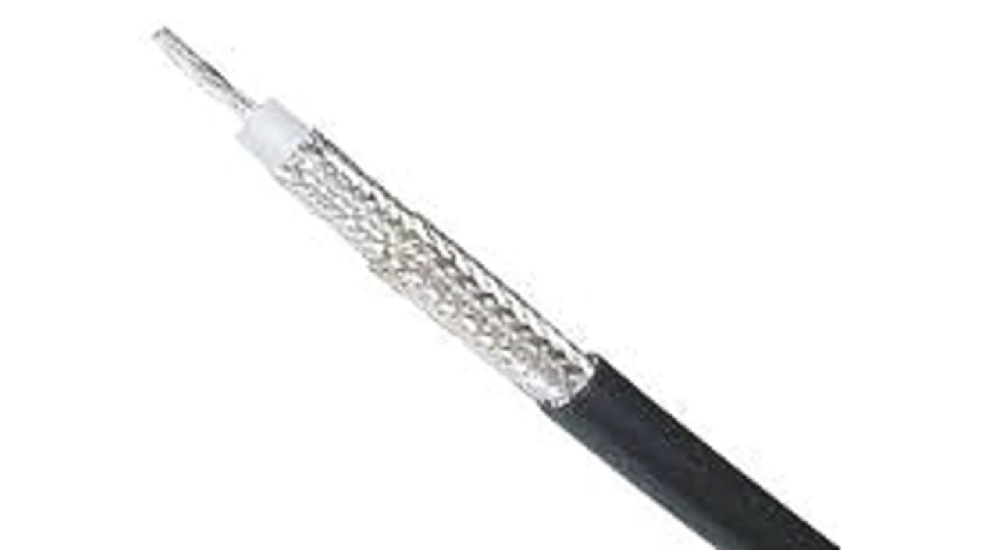 Cable coaxial RG214 RS PRO, 50 Ω, long. 25m, funda de , funda de PVC Negro