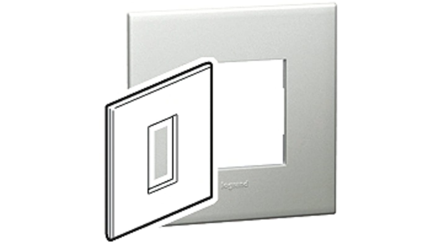 Plaque pour interrupteur Legrand, 1 poste, Argent, Polycarbonate