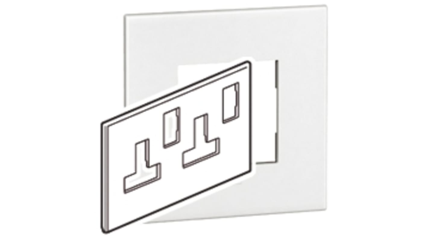 Plaque pour interrupteur Legrand, 2 postes, Blanc, Polycarbonate