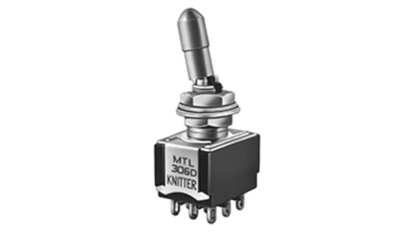 KNITTER-SWITCH Toggle Switch, Panel Mount, On-On, 3PDT, Solder Terminal