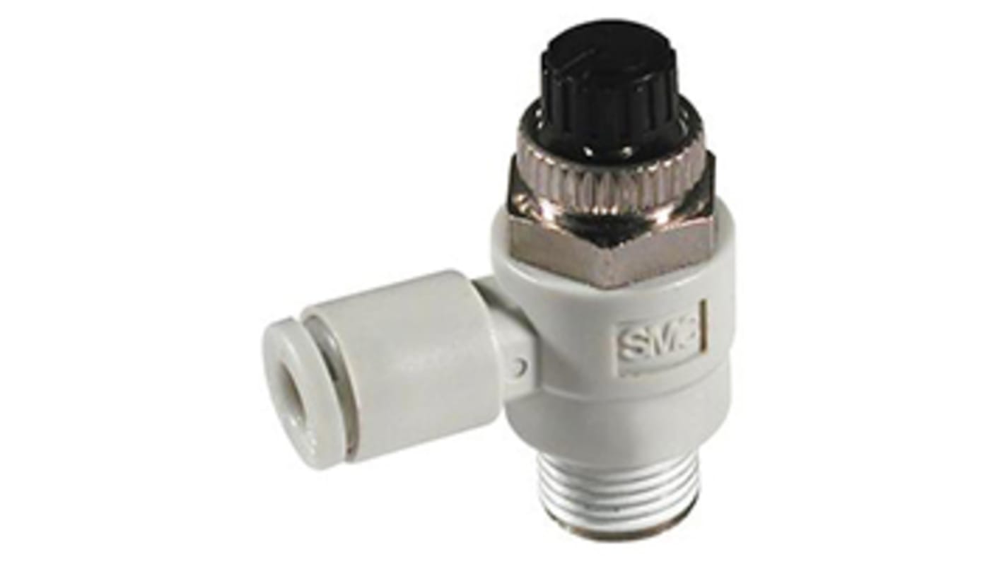 SMC AS M5 x 0,8 Durchflussregler, Drehzahlregelung, Rohr-Ø 4mm 1(Outlet) MPa, 1.5(Proof) MPa