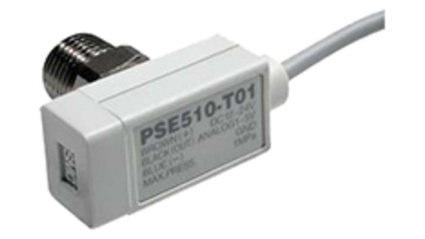 Sensor de presión manométrica SMC, 0bar → -101kPa, Tubo de 6 mm, 12 → 24 V dc, salida analógica, para Aire, gas,