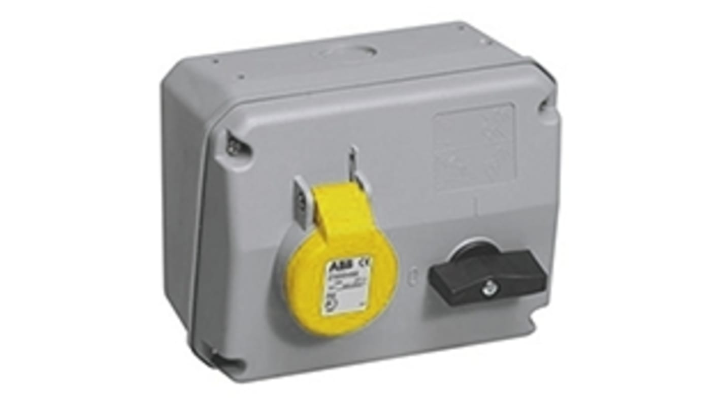 ABB Horizontal Switchable IP44 Industrial Interlock Socket 2P+E, 32A, 100 → 130 V