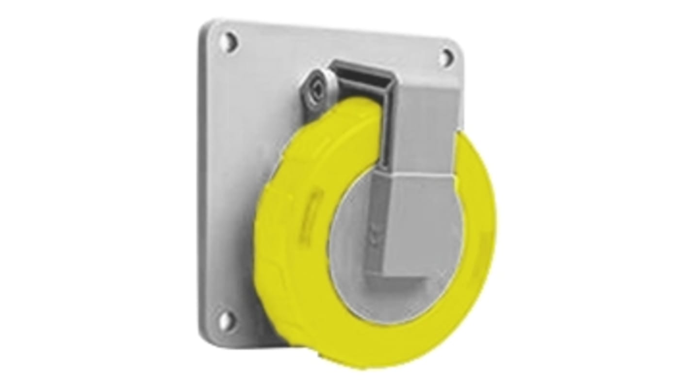 ABB, CMA IP67 Yellow Panel Mount 2P + E Industrial Power Socket, Rated At 16A, 110 V