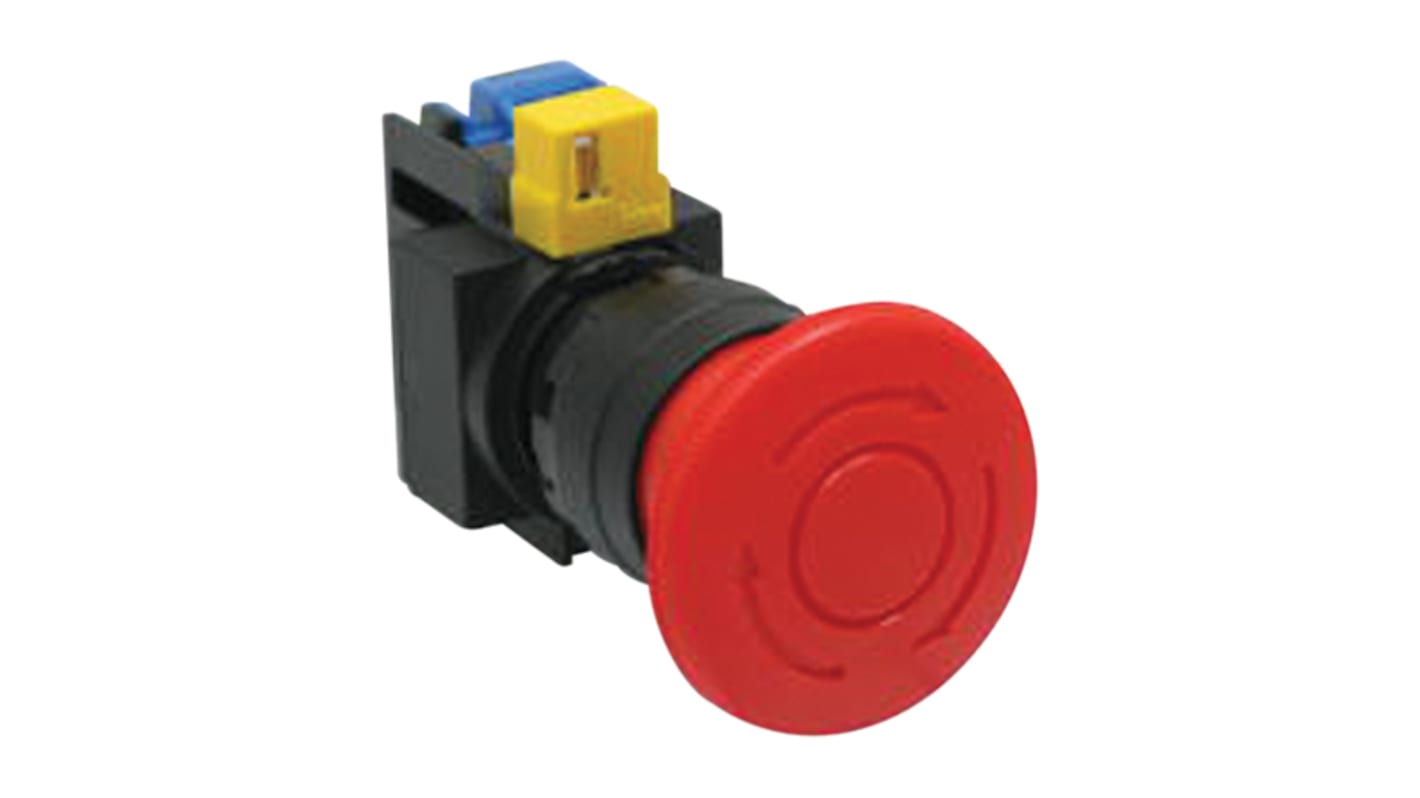 Idec HW Series Twist Release Emergency Stop Push Button, Panel Mount, 22mm Cutout, 1NO, IP65