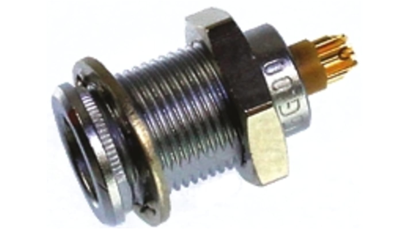 Lemo Circular Connector, 5 Contacts, Panel Mount, M7 Connector, Socket, Female, IP50, 00 B Series