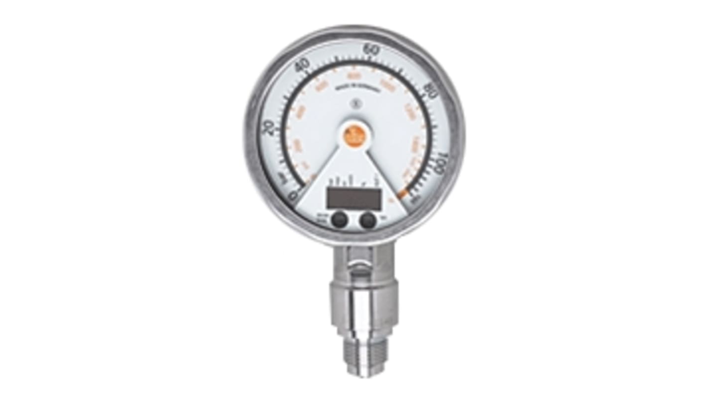 ifm electronic Pressure Sensor, 0bar Min, 100bar Max, Analogue + PNP-NO/NC Programmable Output, Relative Reading