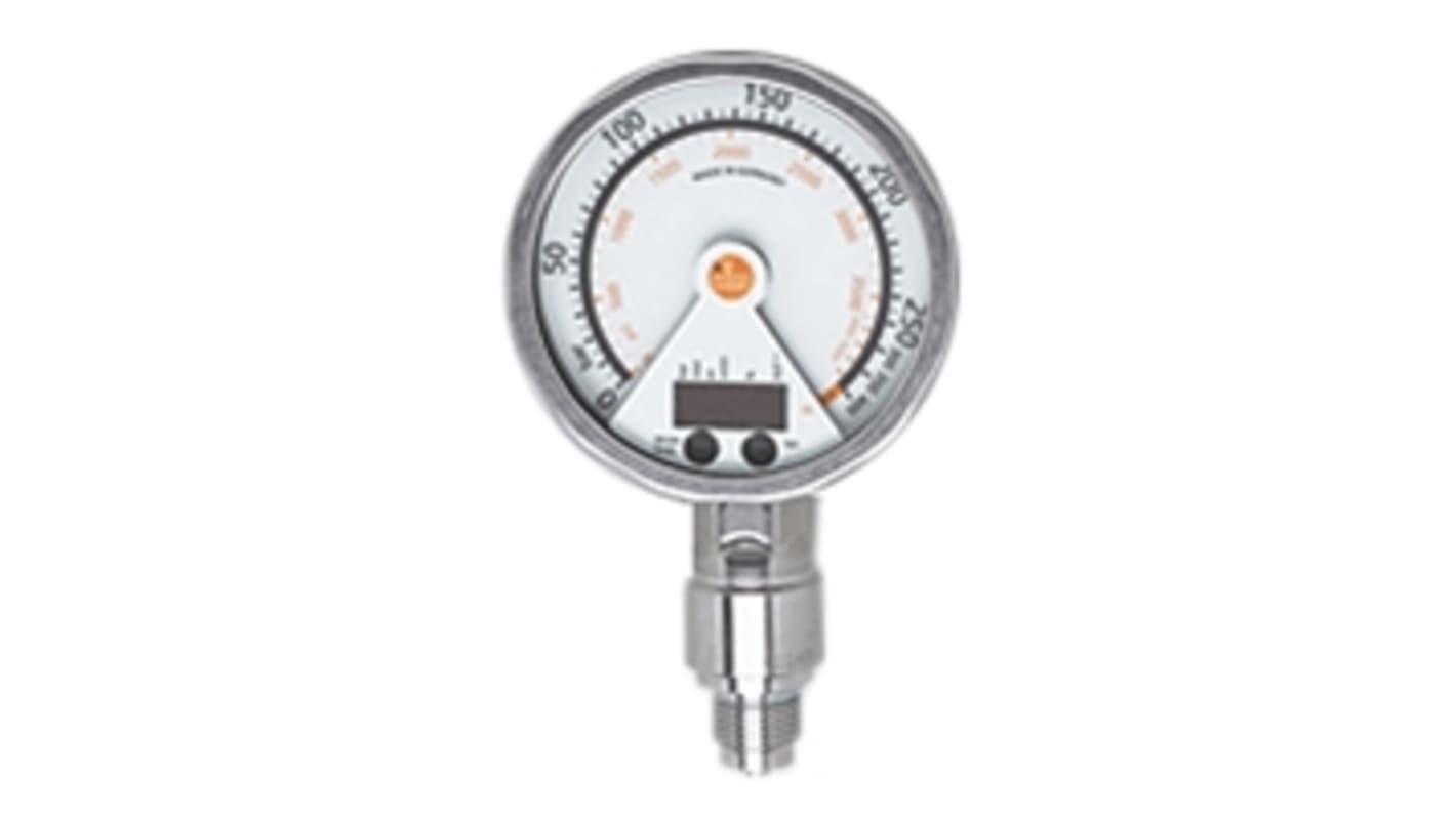 Sensor de presión manométrica ifm electronic, 0bar → 250bar, G1/2, 18 → 32 V dc, salida analógica + PNP-NO/NC