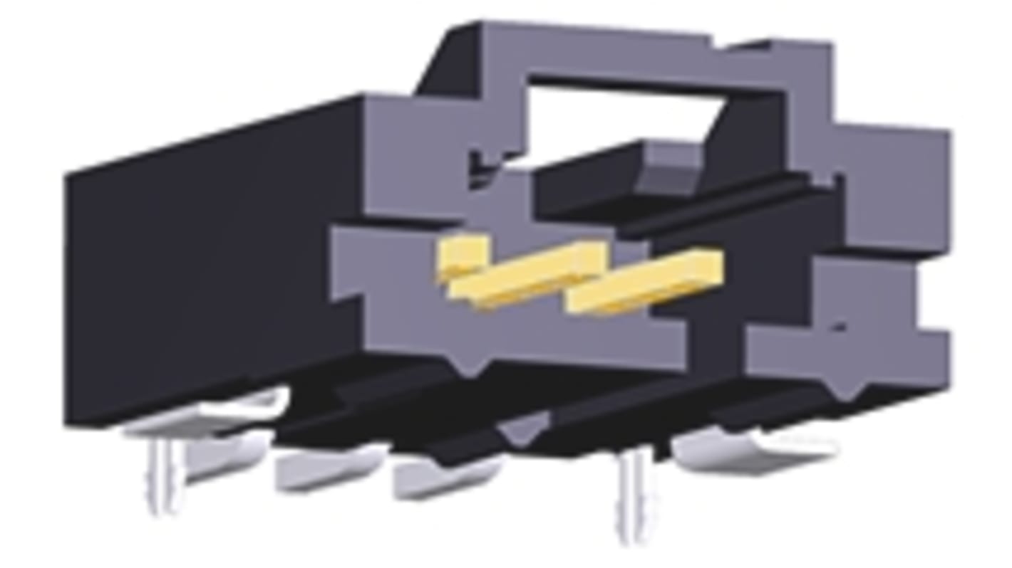 TE Connectivity AMPMODU MTE Series Right Angle Surface Mount PCB Header, 3 Contact(s), 2.54mm Pitch, 1 Row(s), Shrouded