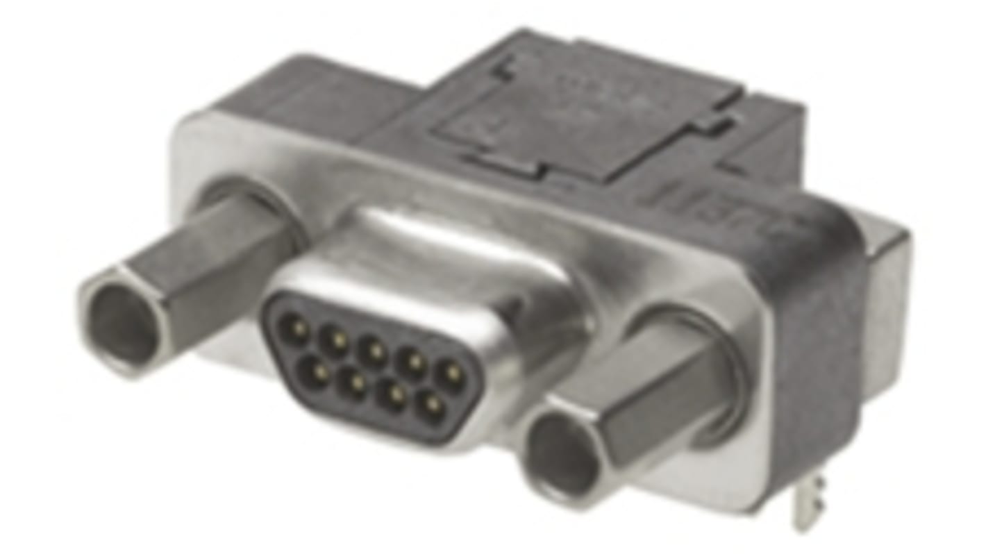 Molex D-Sub konnektor, stik, 9-Polet, CMD Serien, 1.27mm benafstand, Retvinklet, Tavle montering, 350,0 V., 1A
