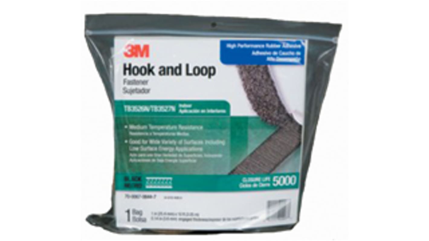 3M Black Hook & Loop Tape, 25.4mm x 3m