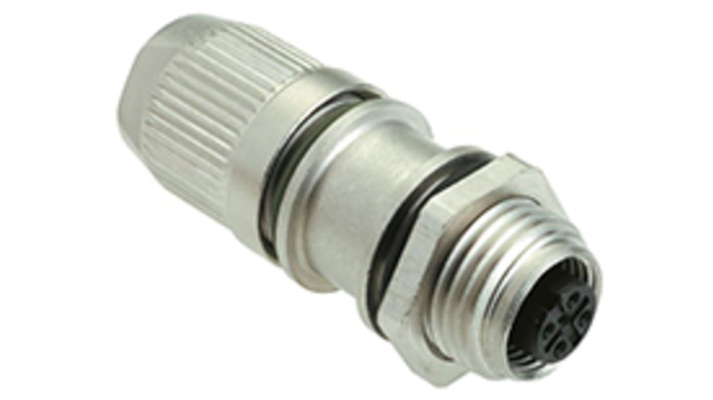 HARTING Circular Connector, 4 Contacts, Panel Mount, M12 Connector, Socket, Female, IP65, IP67, M12 Series