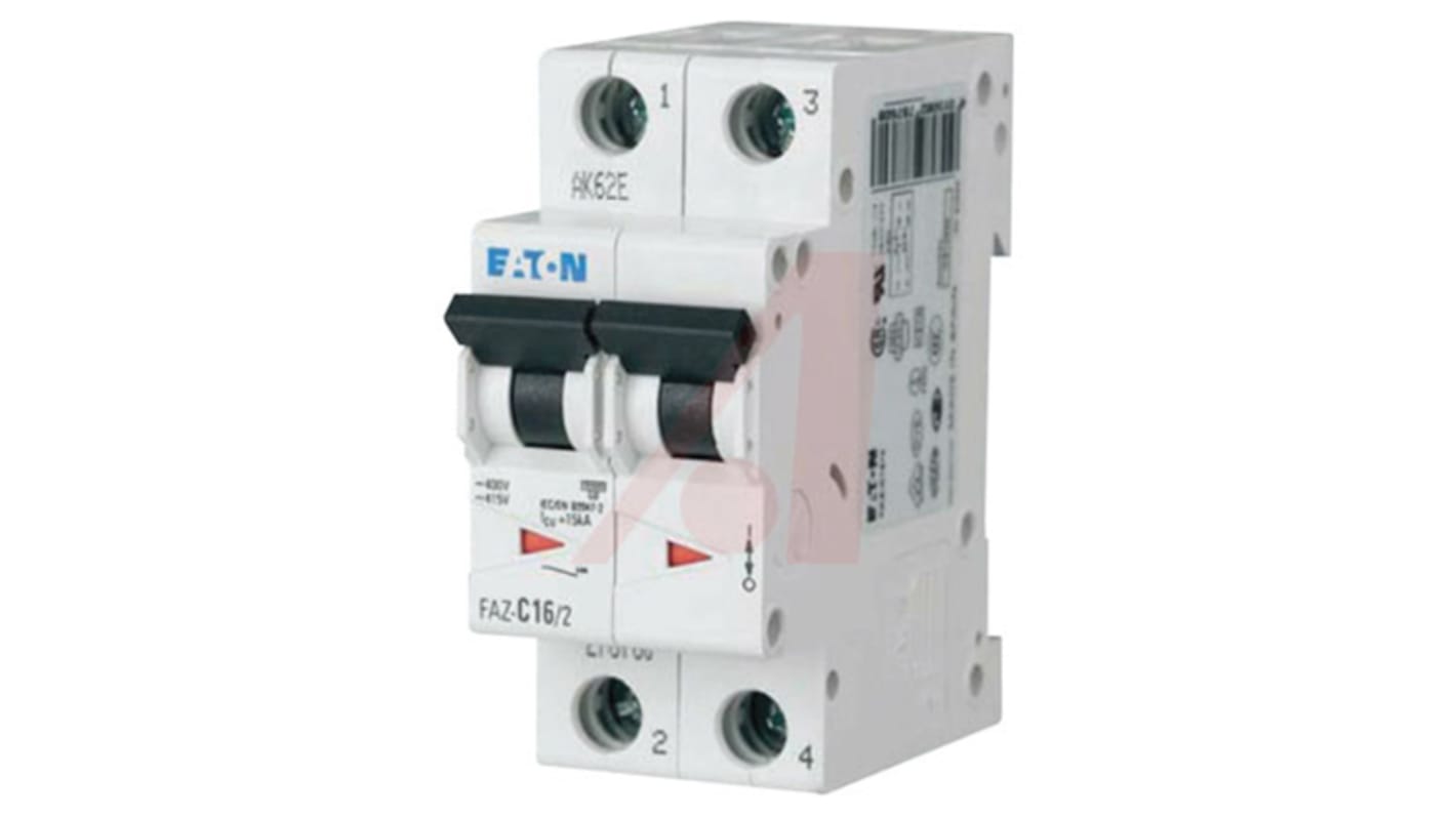Eaton xEffect MCB, 2P Poles, 13A Curve C, 240 → 415V AC, 10 kA Breaking Capacity, MCB