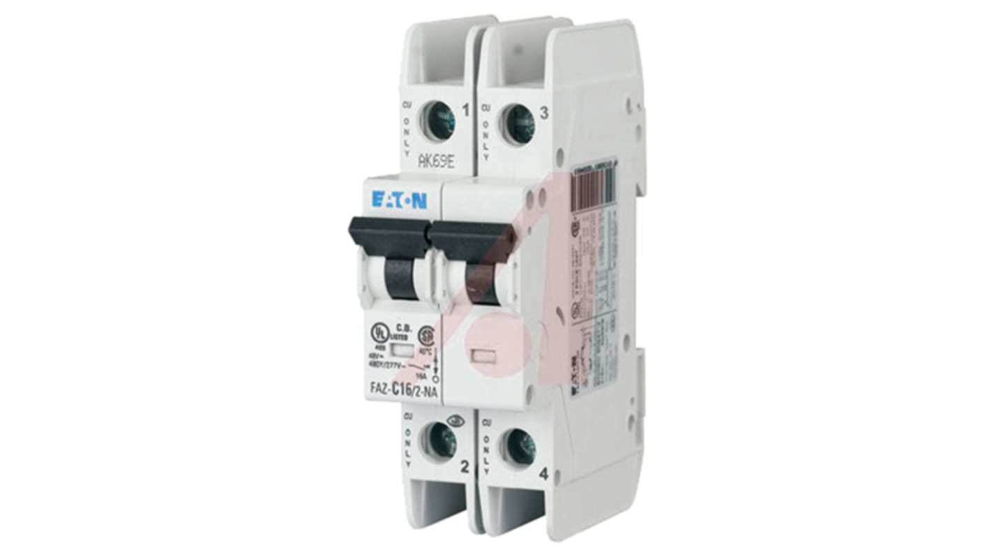 Eaton xEffect MCB, 2P, 2A Curve C, 240 → 415V AC, 10 kA Breaking Capacity