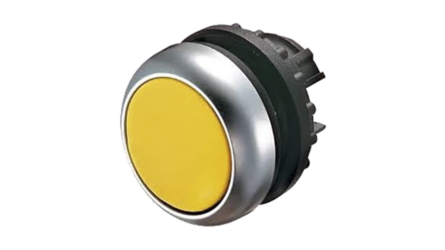 Cabezal de pulsador Eaton serie M22, Ø 22mm, de color Amarillo, Momentáneo, IP67