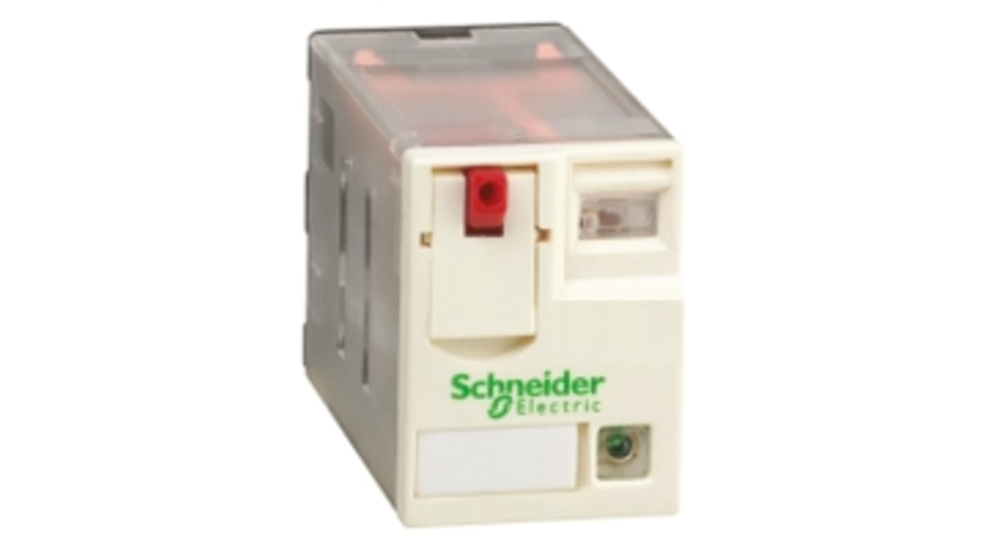 Relé de potencia sin enclavamiento Schneider Electric de 2 polos, DPDT, bobina 120V ac, 12A, enchufable