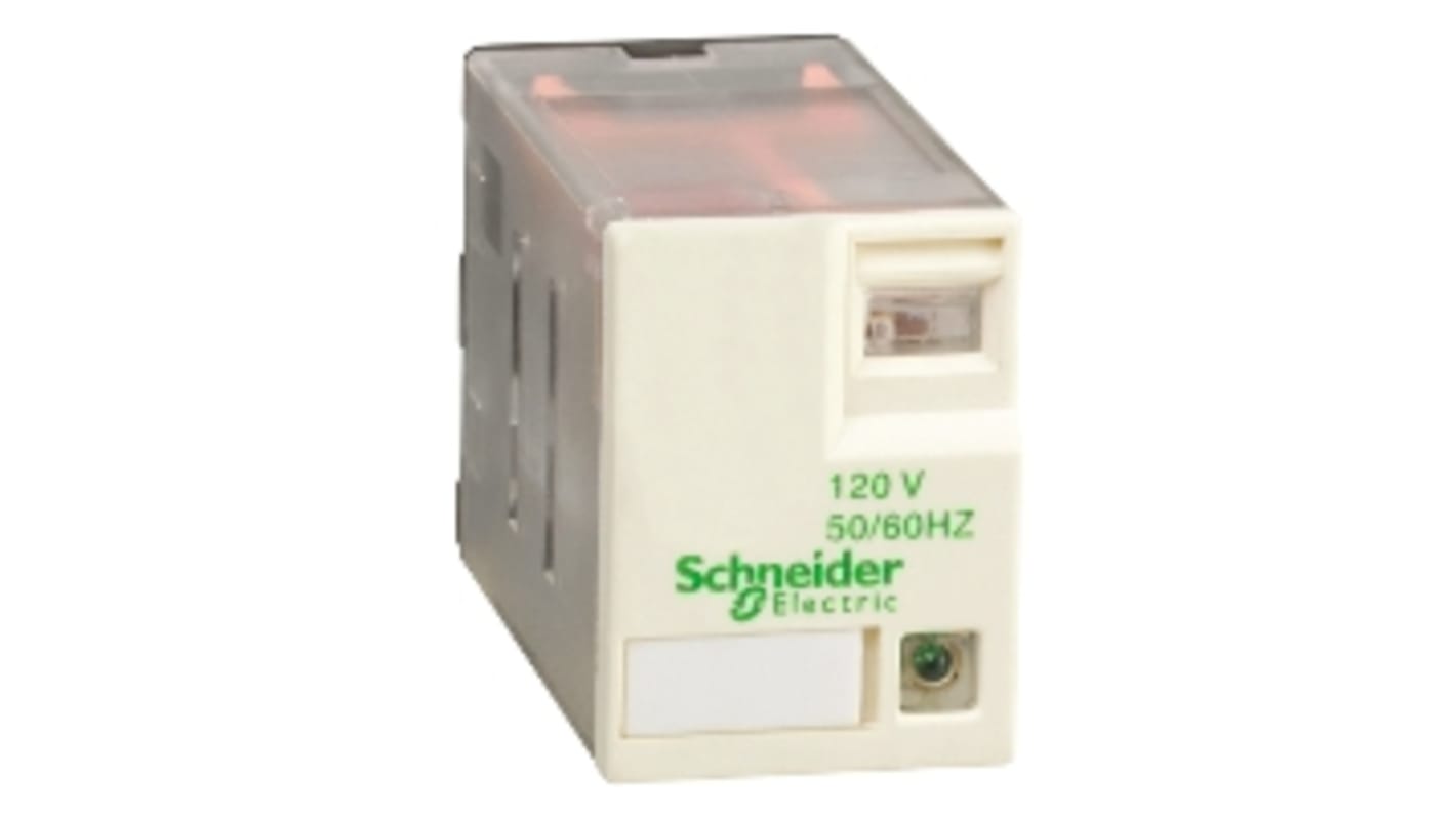 Schneider Electric Plug In Power Relay, 120V ac Coil, 6A Switching Current, 4PDT