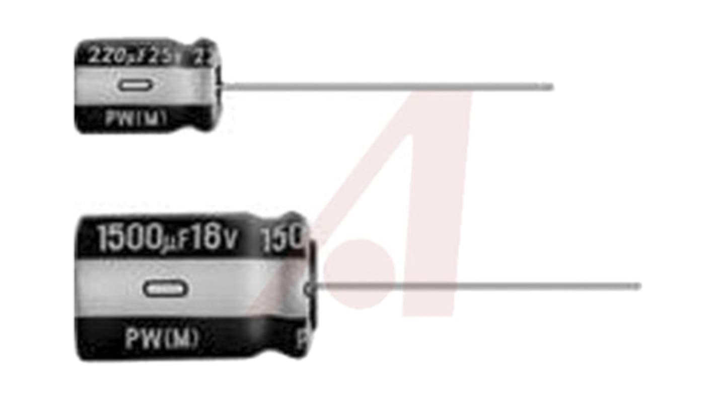 Nichicon 10μF Electrolytic Capacitor 25V dc, Through Hole - UPW1E100MDD6