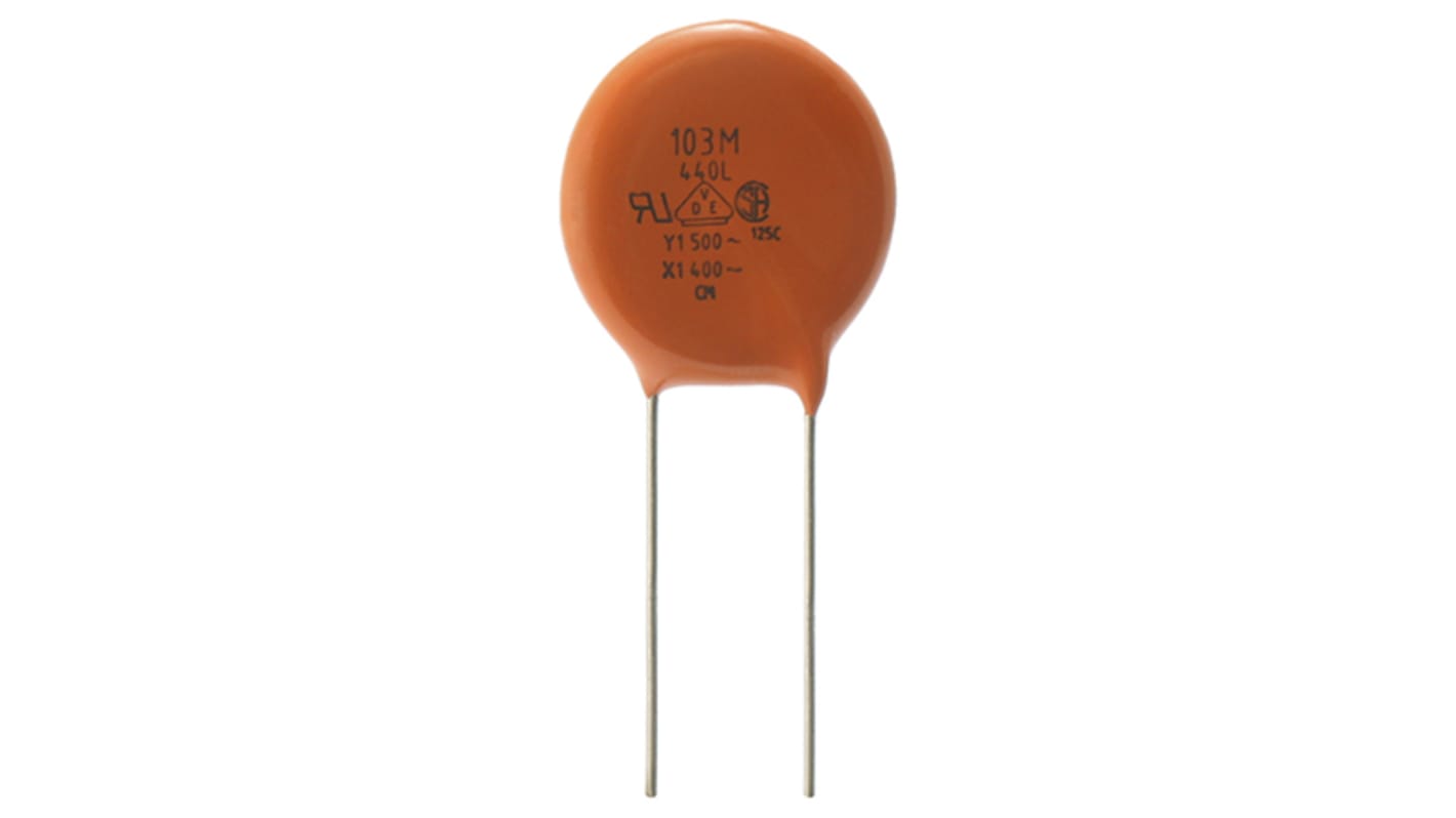 Vishay Single Layer Ceramic Capacitor (SLCC) 1nF 500V ac ±20% Y5U Dielectric, 440L, Through Hole +125°C Max Op. Temp.