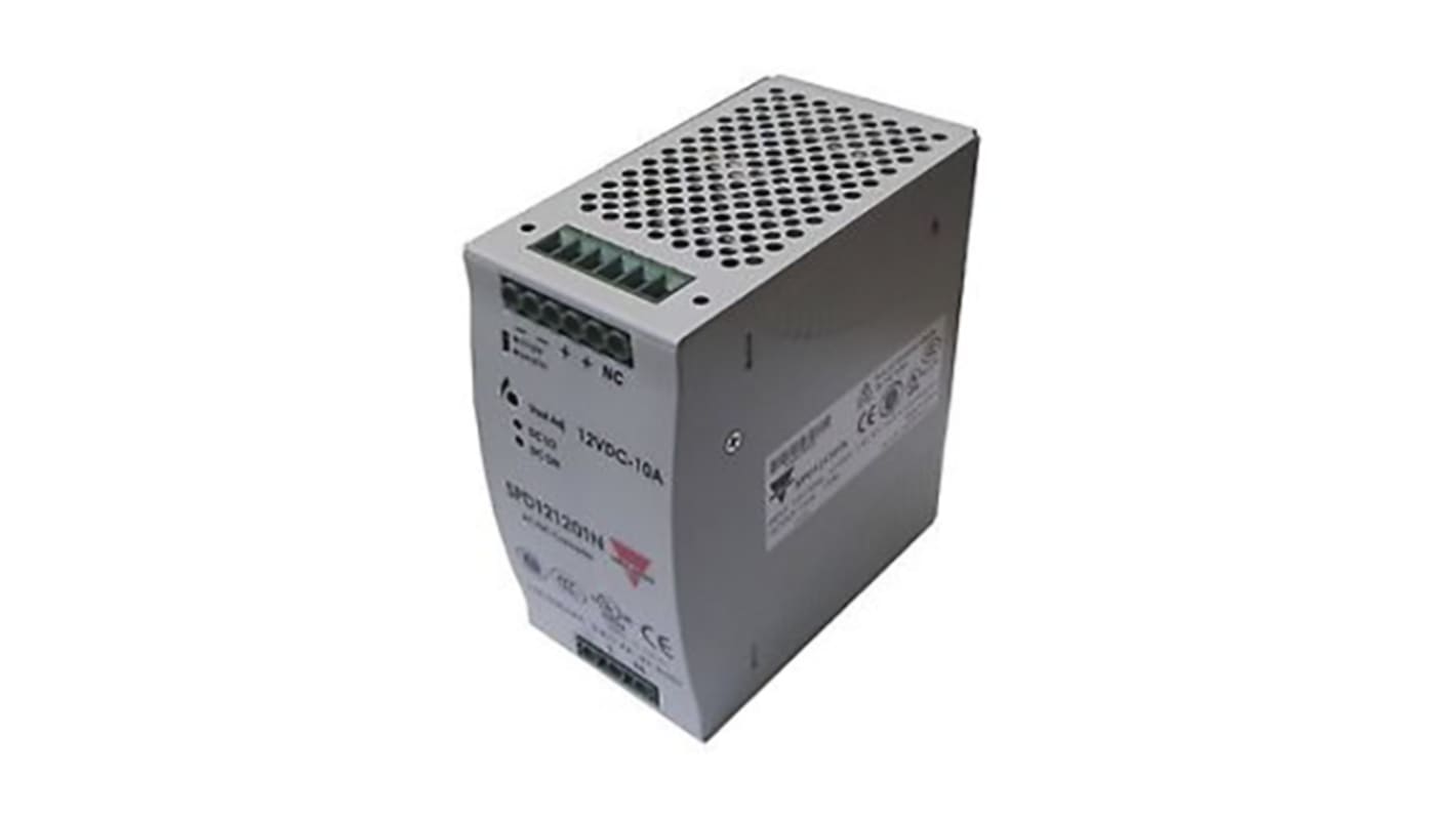 Carlo Gavazzi Switch Mode DIN Rail Power Supply, 90 → 132V ac ac, dc Input, 12V dc dc Output, 10A Output, 120W