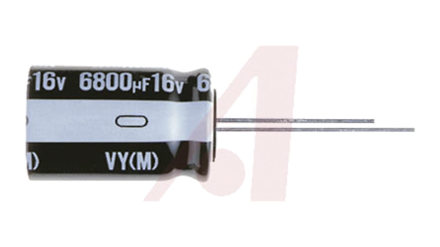 Condensador electrolítico Nichicon serie VY, 2.2μF, ±20%, 50V dc, Radial, Orificio pasante, 5 (Dia.) x 11mm, paso 2mm