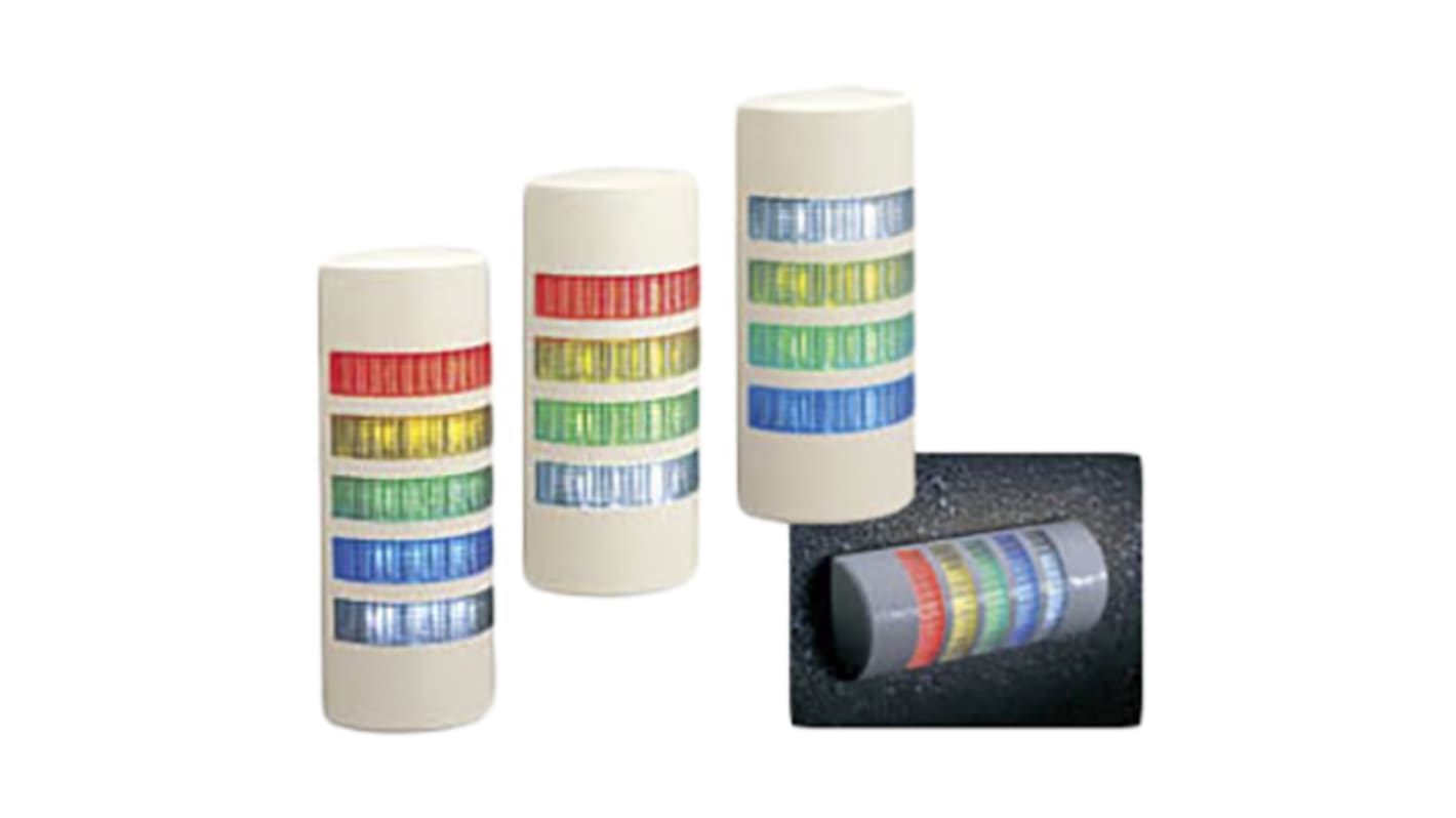 Colonnes lumineuses pré-configurées à LED Feu Flash, Fixe, Clair avec Buzzer, série WEP, 24 V (c.a./c.c.)