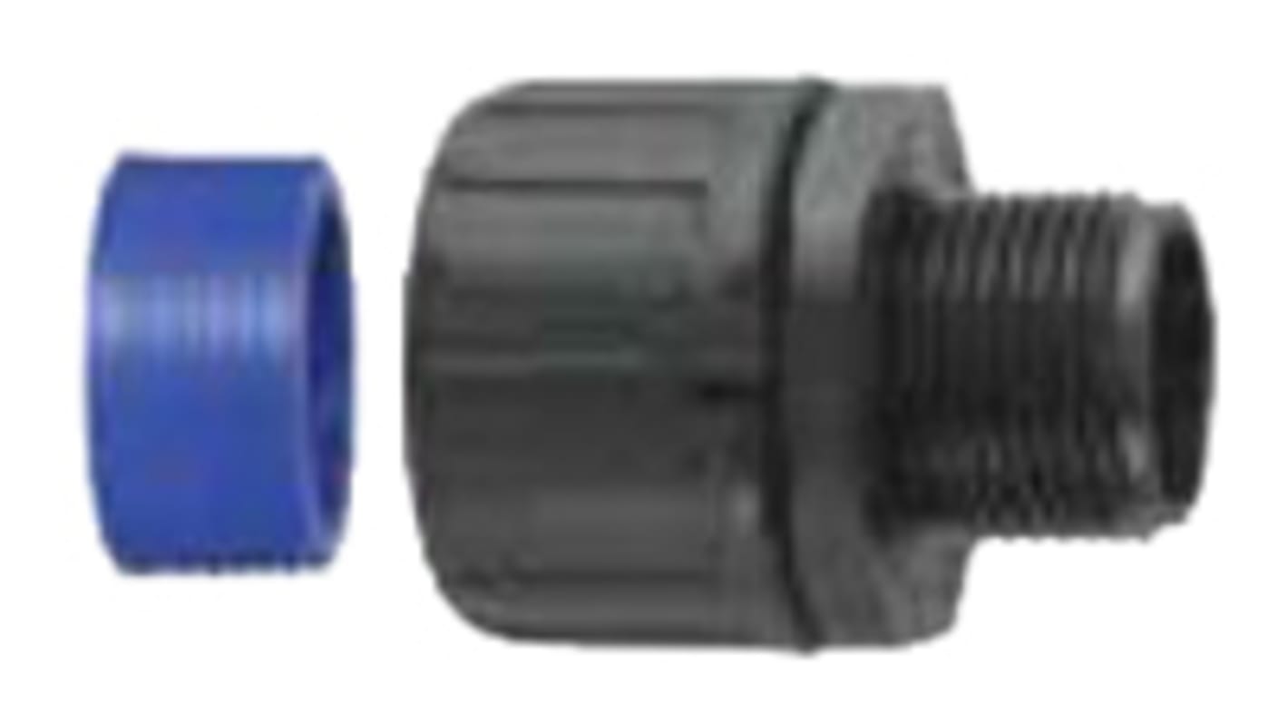 Flexicon Straight, Conduit Fitting, 13mm Nominal Size, M16, Nylon 66, Black