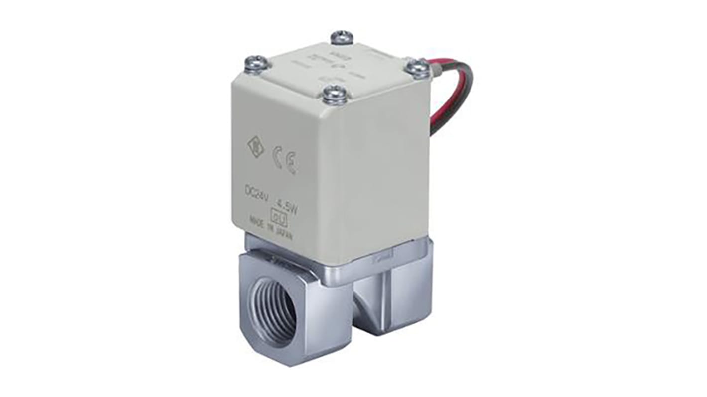 Válvula de solenoide SMC VX25 de 2 puertos, Hembra G de 1/4 pulg., Directo, NA de 230 V ac