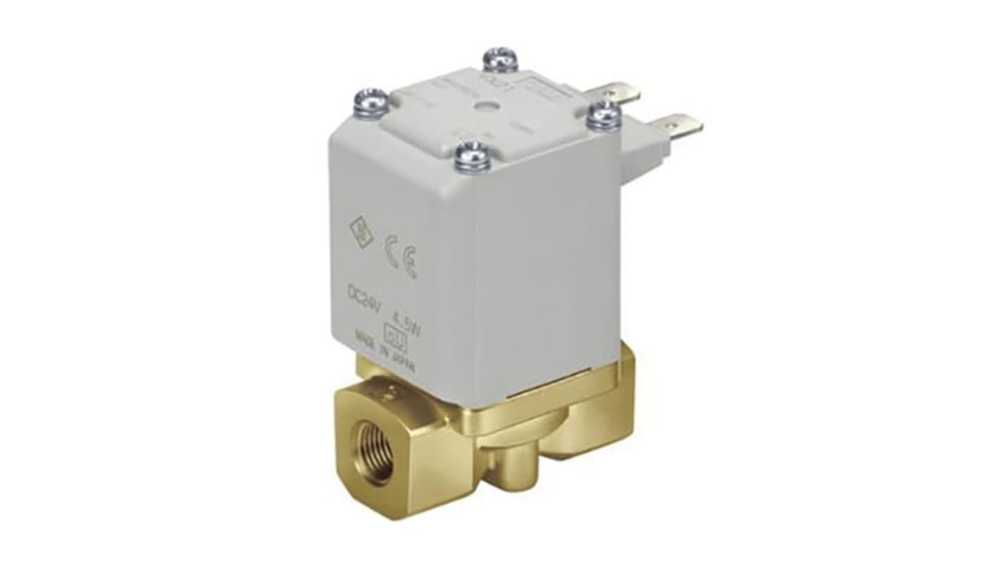 Válvula de solenoide SMC VXD26 de 2 puertos, Hembra H de 1 pulg., Piloto, NC de 24 V dc