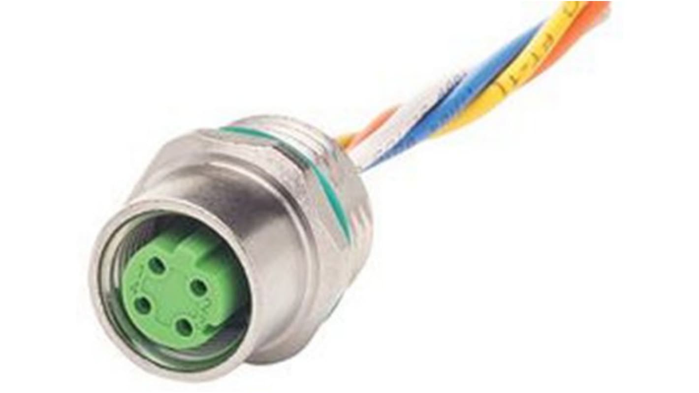 Cable de conexión HARTING, con. A M12 Hembra, 4 polos, con. B Sin terminación, cod.: D, long. 5m, IP67