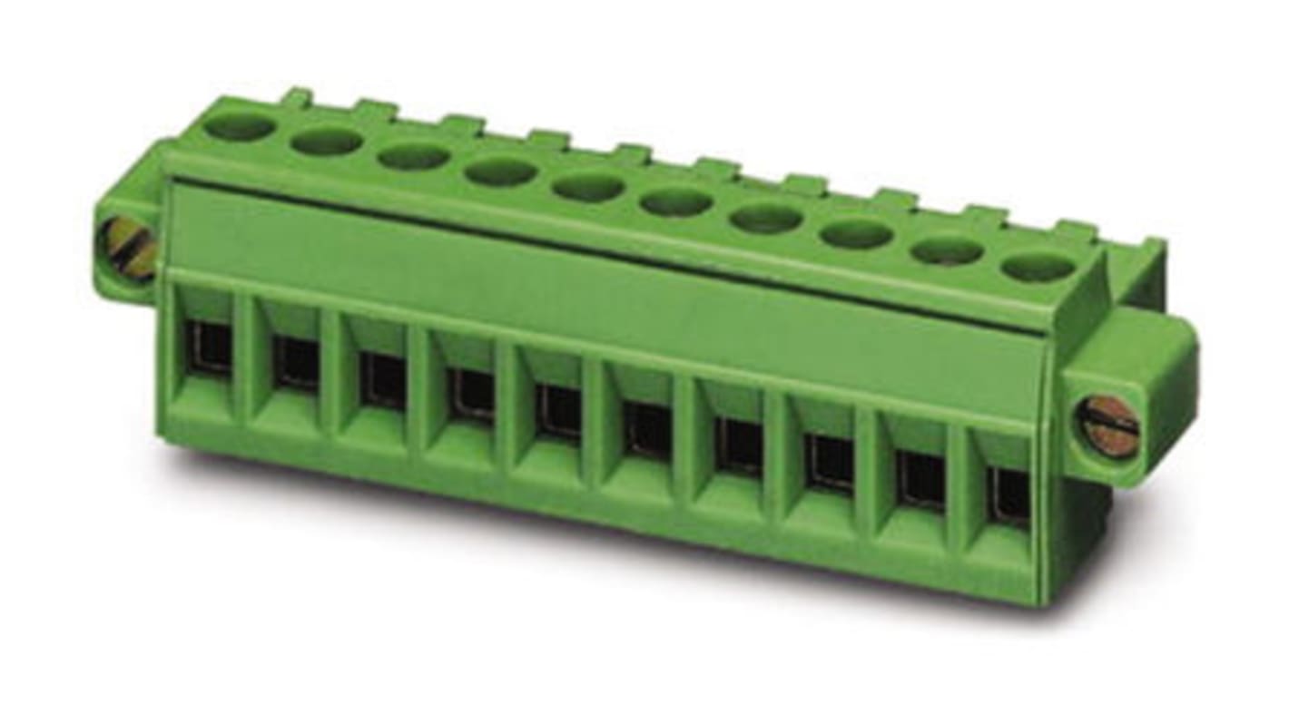 Phoenix Contact 7.62mm Pitch 10 Way Pluggable Terminal Block, Plug, Cable Mount, Spring Cage Termination