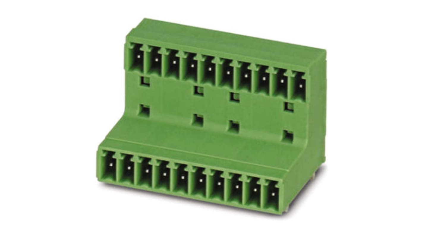 Phoenix Contact 3.81mm Pitch 14 Way Pluggable Terminal Block, Feed Through Header, Panel Mount, Solder/Slip on