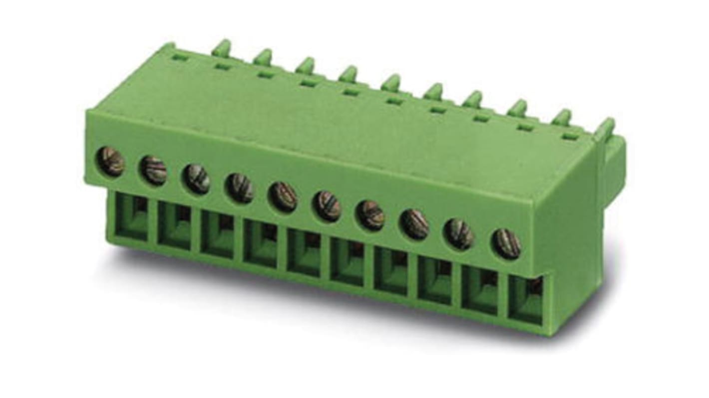 Conector de PCB Hembra Phoenix Contact de 12 vías, paso 7.62mm, 20A, de color Verde, terminación Tornillo